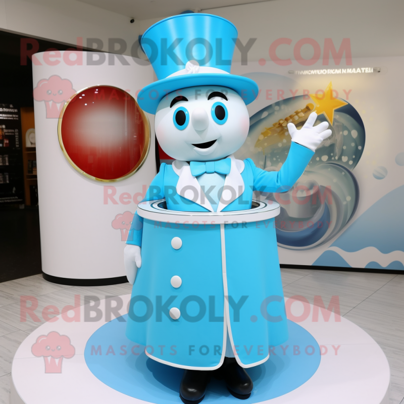 Sky Blue Ring Master mascot costume character dressed with a Midi Dress and Cufflinks Sky Blue Ring Master mascot costume character dressed with a Midi Dress and Cufflinks