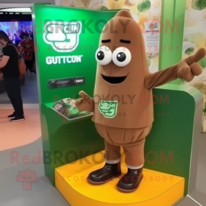 Brown Zucchini mascot costume character dressed with a Sweatshirt and Cufflinks