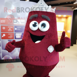 Maroon Engagement Ring mascot costume character dressed with a Cardigan and Gloves