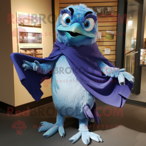 Lavender Blue Jay mascot costume character dressed with a Sweatshirt and Scarf clips