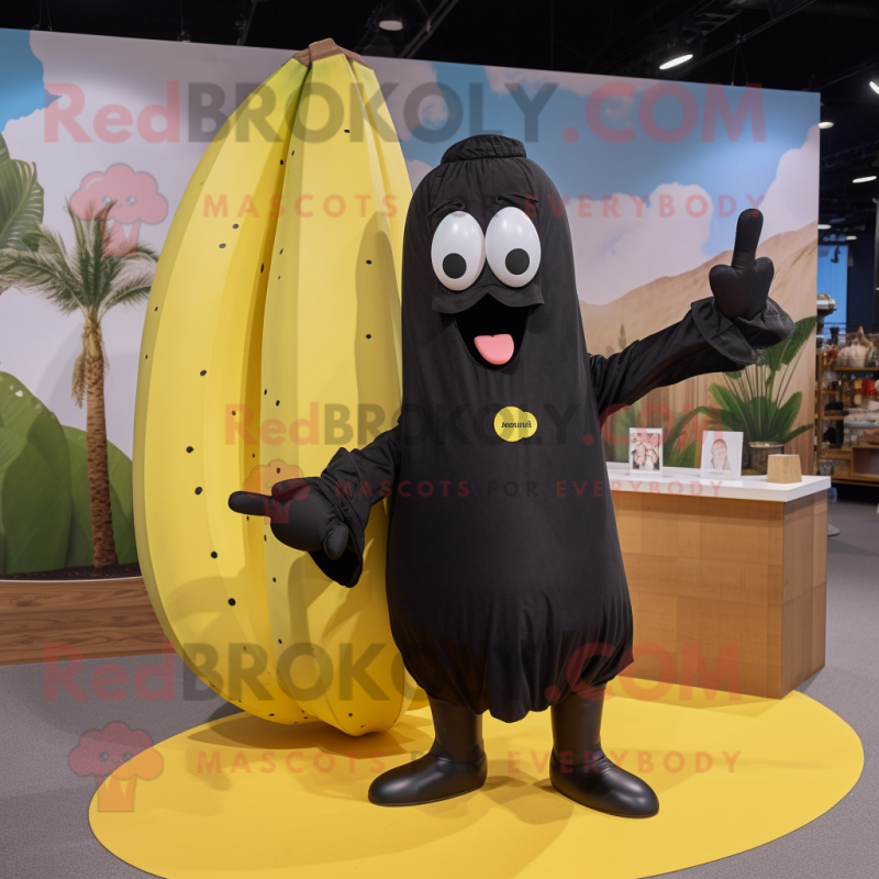 Black Banana mascot costume character dressed with a Poplin Shirt and Briefcases Black Banana mascot costume character dressed with a Poplin Shirt and Briefcases