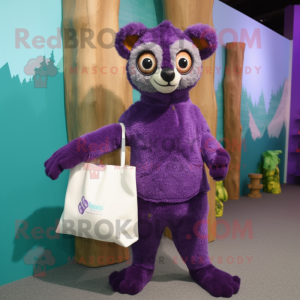 Lila Lemur maskot kostym...