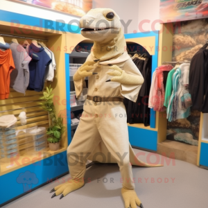 Beige Komodo Dragon maskot...