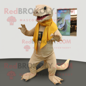 Beige Komodo Dragon maskot...