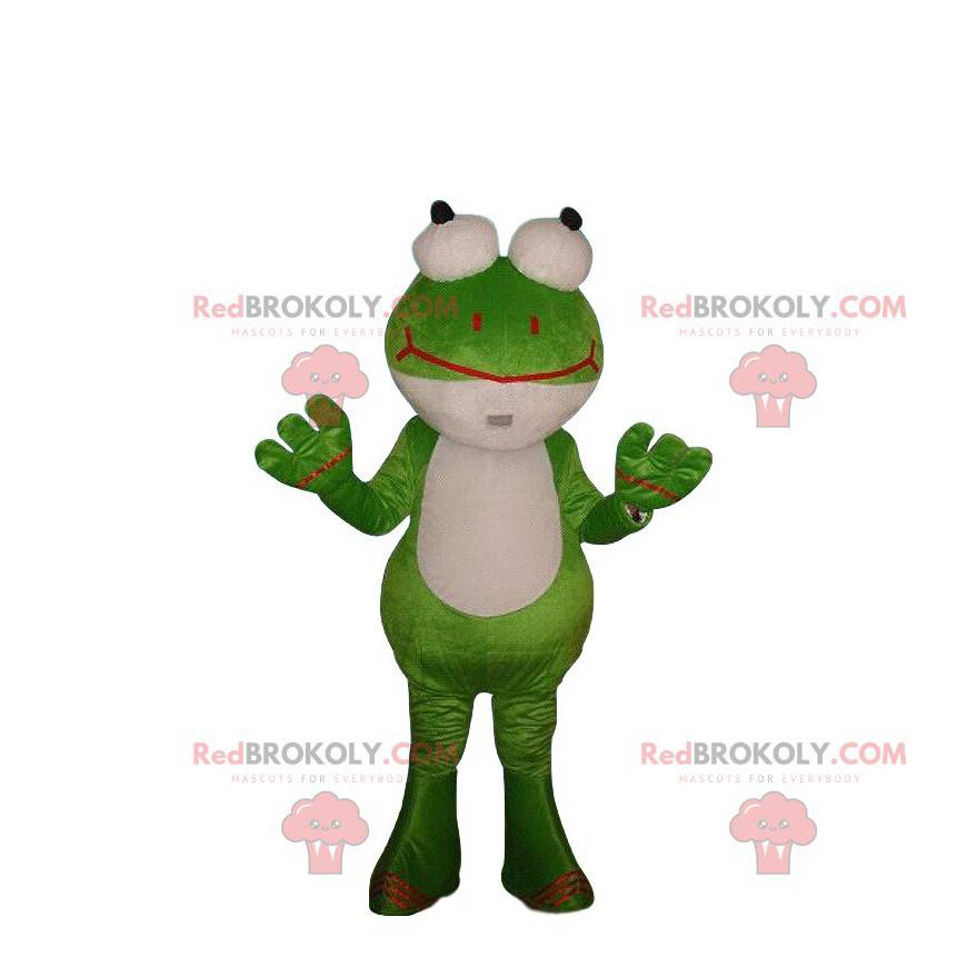 Green and white frog costume with googly eyes - Redbrokoly.com