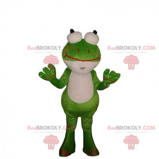Grön och vit grodadräkt med googlyögon - Redbrokoly.com