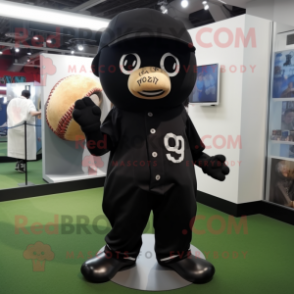 Black Baseball Glove mascot costume character dressed with a Playsuit and Berets