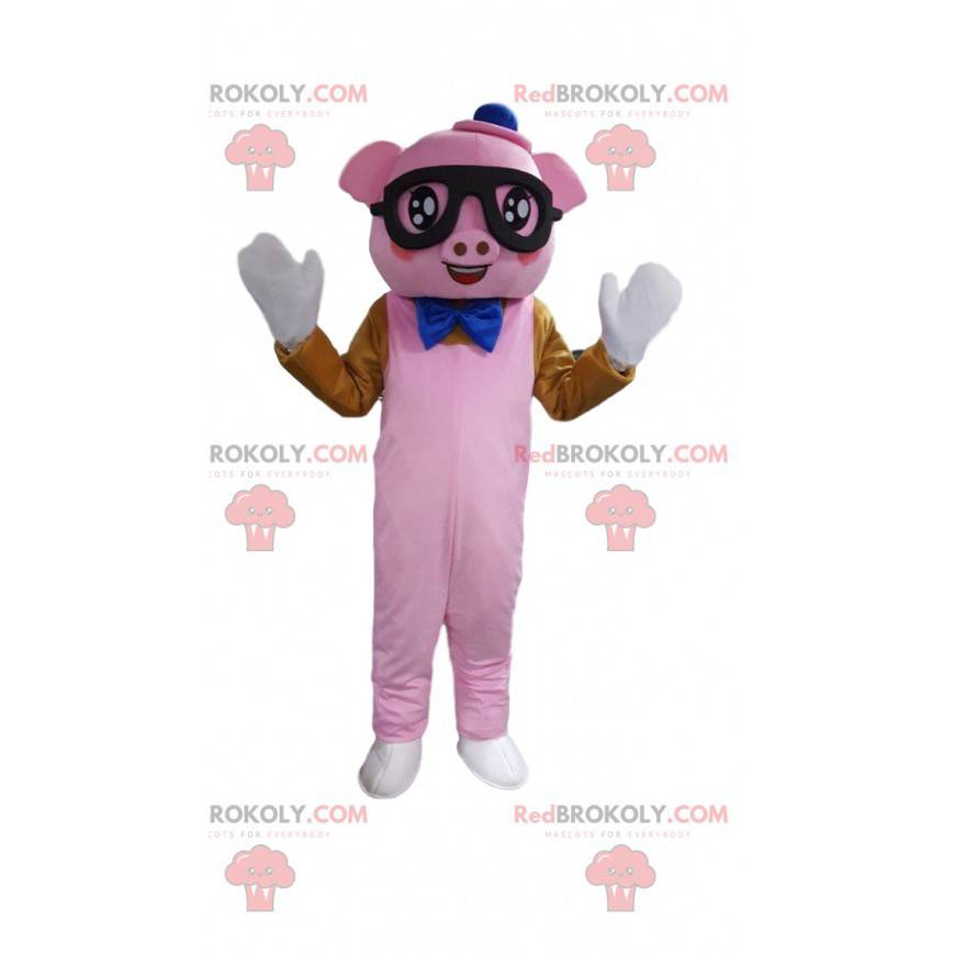 Pink pig costume with glasses - Redbrokoly.com