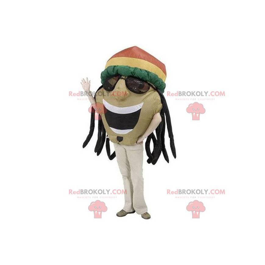 Mascotte d'homme jamaïcain avec des dreadlocks - Redbrokoly.com