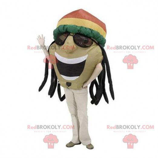 Mascotte d'homme jamaïcain avec des dreadlocks - Redbrokoly.com