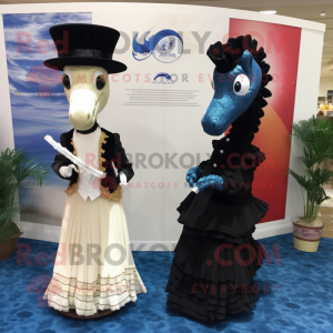  Seahorse maskot kostume karakter klædt med en smoking og sjaler