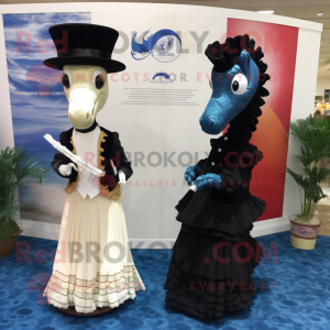 nan Seahorse mascot costume character dressed with a Tuxedo and Shawls