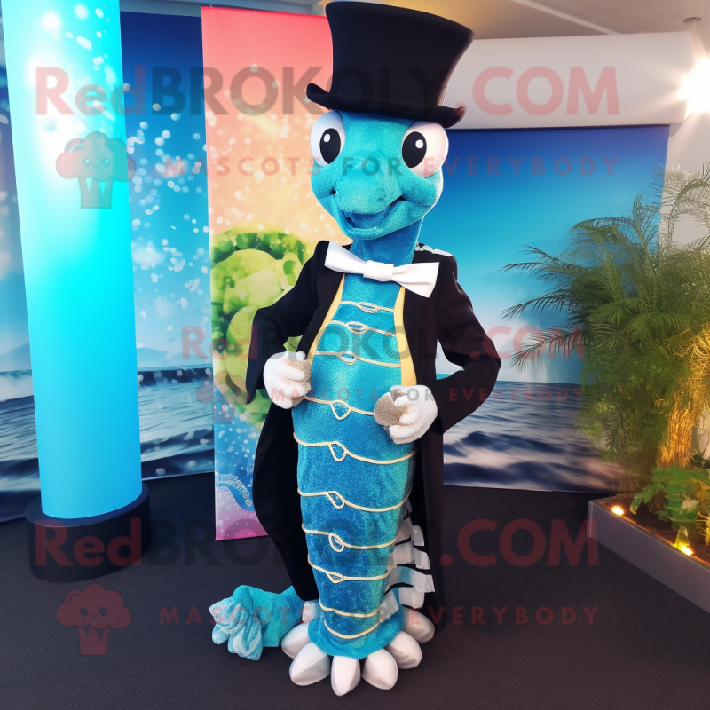 nan Seahorse mascot costume character dressed with a Tuxedo and Shawls