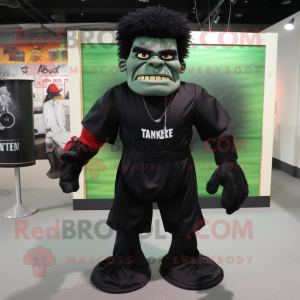 Black Frankenstein mascot costume character dressed with a Henley Tee and Shoe laces