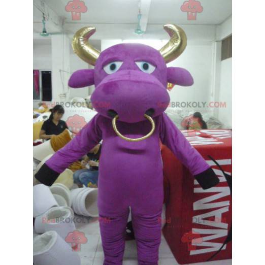 Mascotte de vache violette et dorée de taureau - Redbrokoly.com