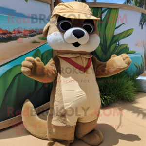 Tan Otter maskot kostume...