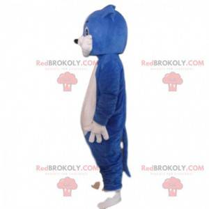 Costume da gatto blu e bianco, costume da gatto in peluche -