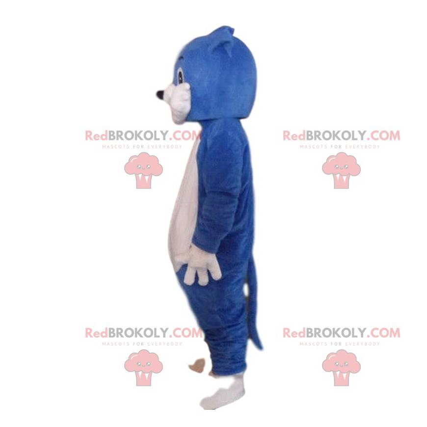 Déguisement de chat bleu et blanc, costume de chat en peluche -