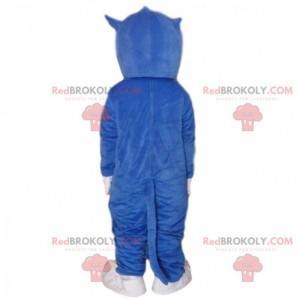 Costume da gatto blu e bianco, costume da gatto in peluche -