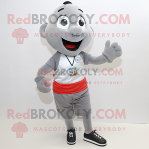 Gray Bracelet mascot costume character dressed with a Running Shorts and Tie pins