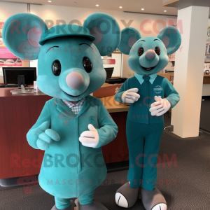 Teal Mouse mascotte kostuum...