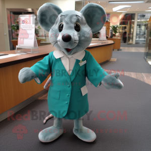 Teal Mouse mascotte kostuum...