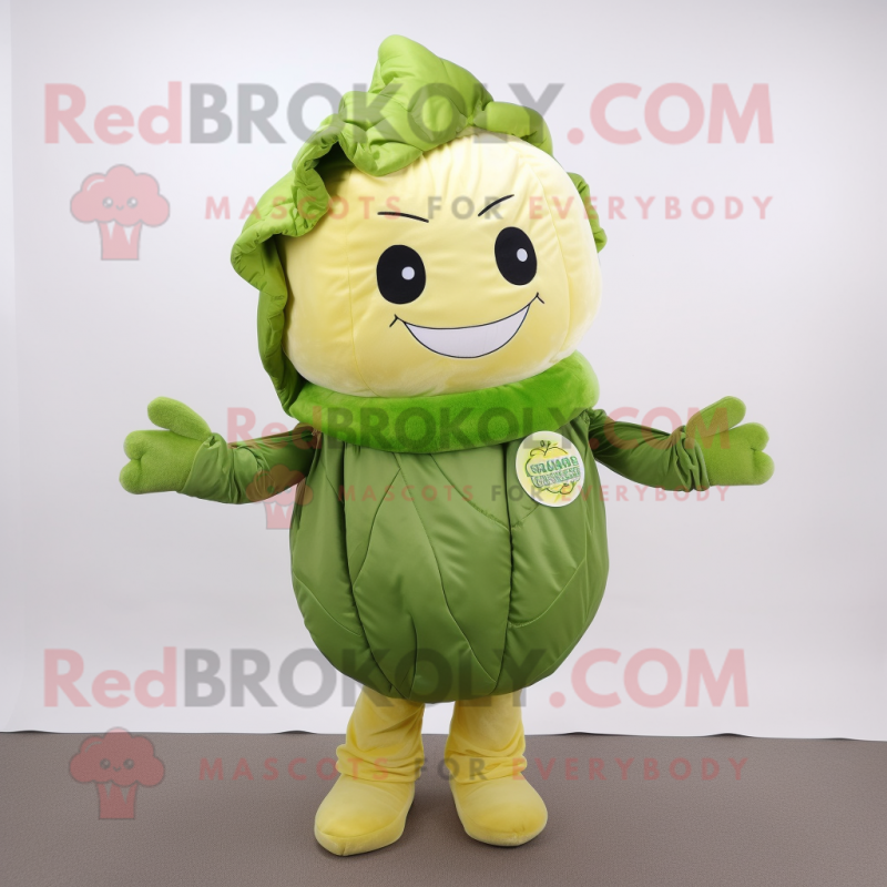 Olive Cauliflower mascot costume character dressed with a Long Sleeve Tee and Wraps Olive Cauliflower mascot costume character dressed with a Long Sleeve Tee and Wraps