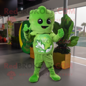 Olive Cauliflower mascot costume character dressed with a Long Sleeve Tee and Wraps