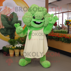 Olive Cauliflower mascot costume character dressed with a Long Sleeve Tee and Wraps