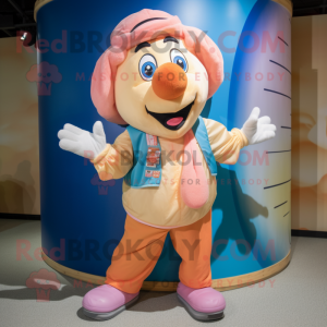 Peach Clown mascot costume character dressed with a Cargo Shorts and Scarves