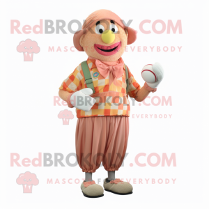 Peach Clown mascot costume character dressed with a Cargo Shorts and Scarves