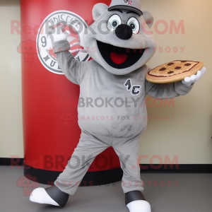 Grey Pizza Slice maskot...