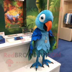 Cyan Macaw maskot kostym...