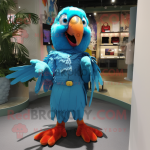 Cyan Macaw mascotte kostuum...