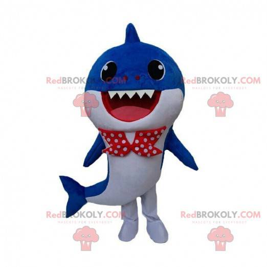 Blue and white shark costume with a bow tie - Redbrokoly.com