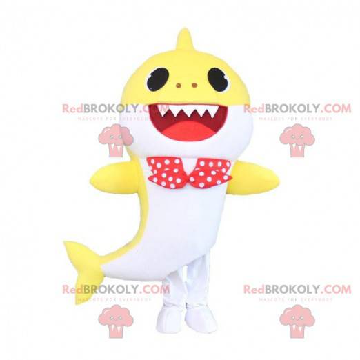 Yellow and white shark costume with a bow tie - Redbrokoly.com