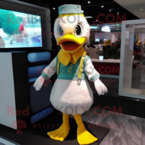 nan Duck mascot costume character dressed with a Bodysuit and Headbands
