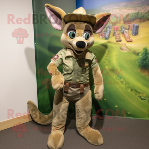 Olive Dingo mascot costume character dressed with a Jeans and Cummerbunds