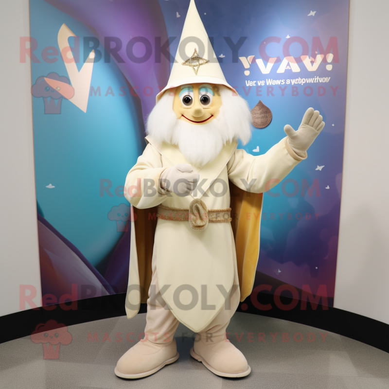 Cream Wizard mascot costume character dressed with a V-Neck Tee and Earrings