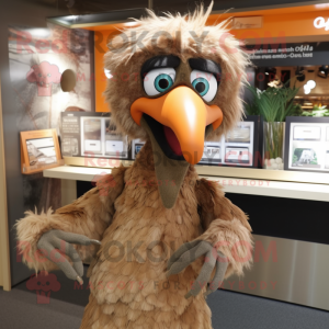Brown Emu mascot costume character dressed with a Trousers and Headbands