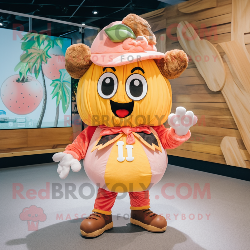 Peach Pirate mascot costume character dressed with a Romper and Headbands