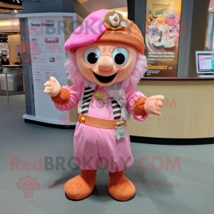 Peach Pirate mascot costume character dressed with a Romper and Headbands