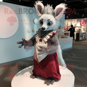 Gray Aye-Aye mascot costume character dressed with a A-Line Dress and Rings