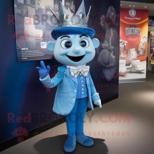 Blue Queen mascot costume character dressed with a Suit Pants and Ties