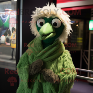 Green Emu mascot costume character dressed with a Hoodie and Scarf clips