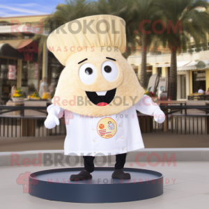 Cream Paella mascot costume character dressed with a Jeggings and Watches