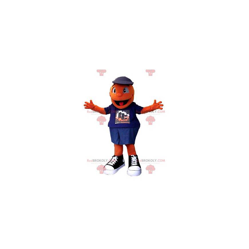 Zeer glimlachende oranje sneeuwmanmascotte - Redbrokoly.com