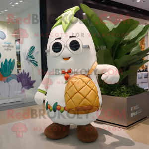 Vit Mango maskot kostym...