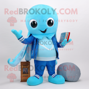 Sky Blue Octopus maskot...