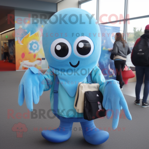 Sky Blue Octopus maskot...